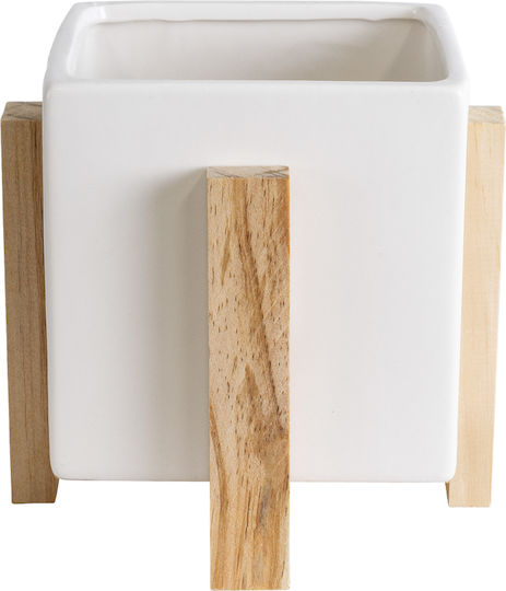 GloboStar Planter Ceramic White with Stand 16x16x16cm.
