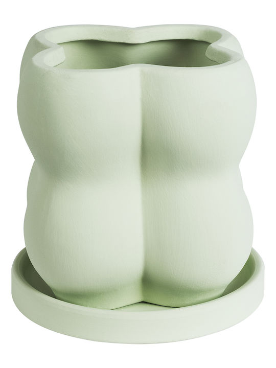 GloboStar Artificial Garden Athena Planter Ceramic Green with Stand 13x13x14cm.
