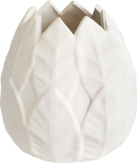 GloboStar Ghiveci Ceramică Alb cu suport 15x15x16εκ.