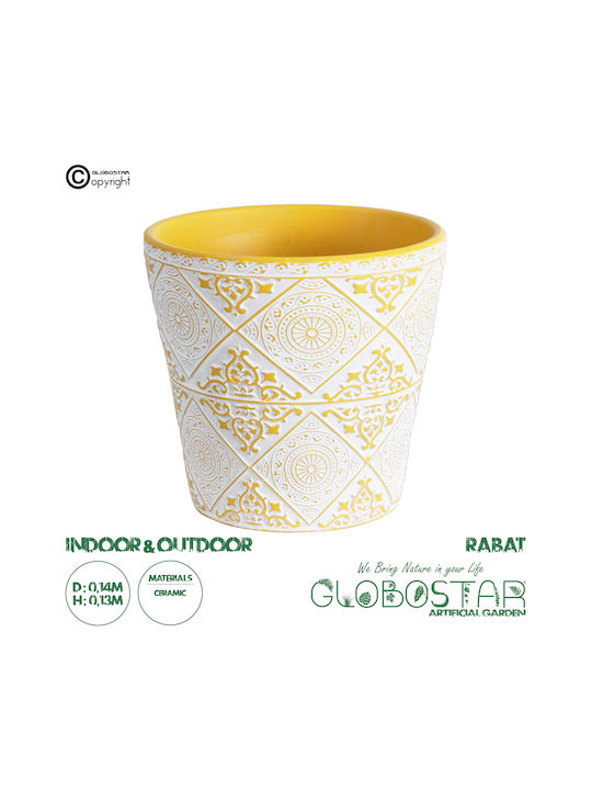 GloboStar Ghiveci Ceramică Alb 14x14x13εκ.
