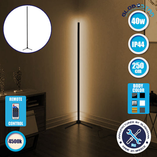 GloboStar LED Floor Lamp H250cm. with Natural White Light 130lm Black