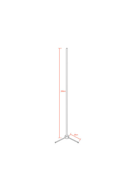 GloboStar LED Φωτιστικό Δαπέδου Υ200xΜ3εκ. με Ψυχρό Λευκό Φως 140lm Μαύρο
