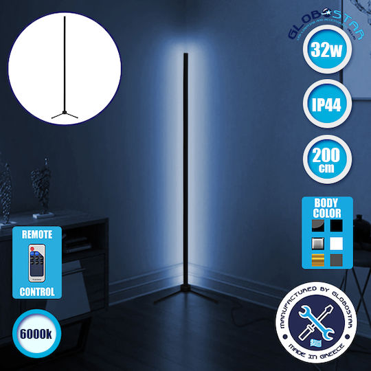 GloboStar LED Floor Lamp H200xW3cm. with Cool White Light 140lm Black