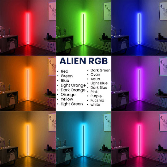 GloboStar LED Floor Lamp H150xW3cm. with RGB Light 100lm Black