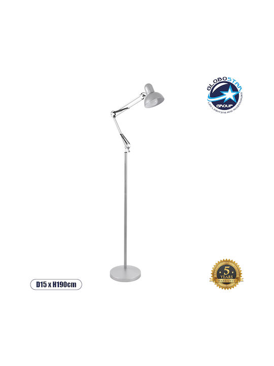 GloboStar Audrey Vintage Floor Lamp H190xW15cm. with Socket for Bulb E27 Silver