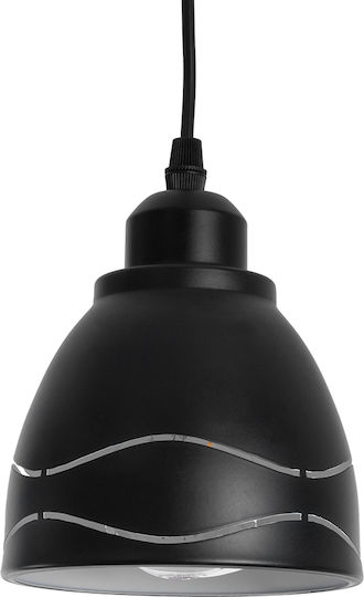 GloboStar Laguna Pendant Light Black Bell with Socket E27 12.5x12.5cm