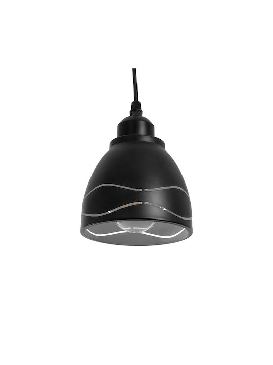 GloboStar Laguna Pendant Light Black Bell with Socket E27 12.5x12.5cm