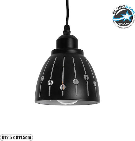 GloboStar Hunton Pendant Light Black Bell with Socket E27 12.5x12.5cm