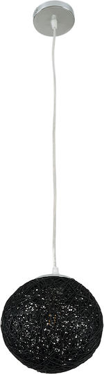 GloboStar Rattan Lustră Negru cu Dulie E27 22x22x20cm.