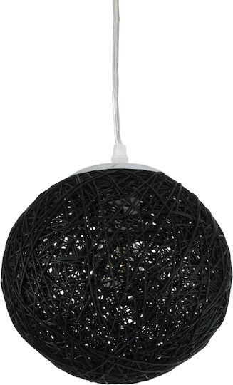 GloboStar Rattan Lustră Negru cu Dulie E27 22x22x20cm.