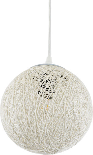 GloboStar Rattan Lustră Alb cu Dulie E27 22x22x20cm.