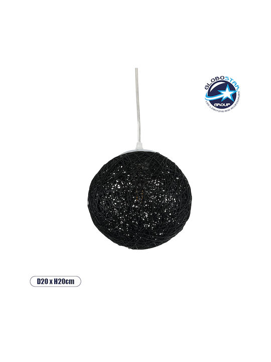 GloboStar Rattan Pendant Light Black with Socket E27 22x22x20cm