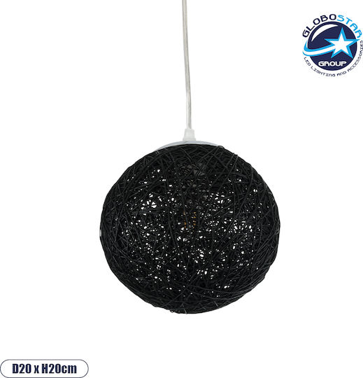 GloboStar Rattan Lustră Negru cu Dulie E27 22x22x20cm.