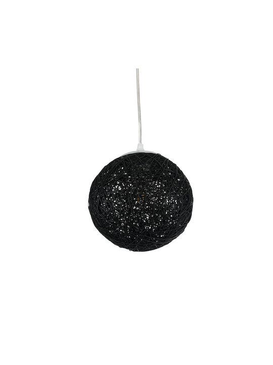 GloboStar Rattan Pendant Light Black with Socket E27 22x22x20cm