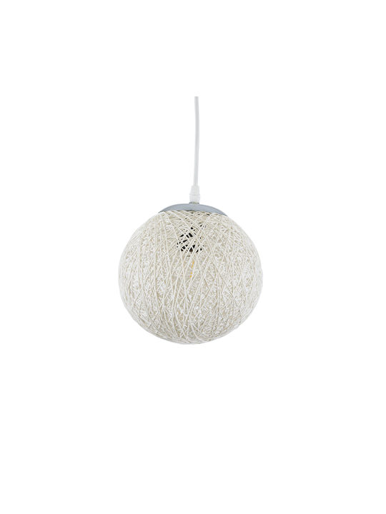 GloboStar Rattan Pendant Light White with Socket E27 22x22x20cm