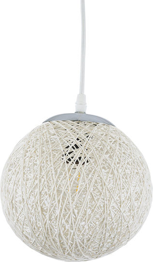 GloboStar Rattan Lustră Alb cu Dulie E27 22x22x20cm.