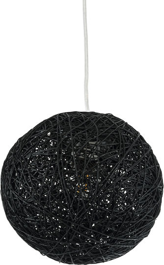 GloboStar Rattan Lustră Negru cu Dulie E27 22x22x20cm.