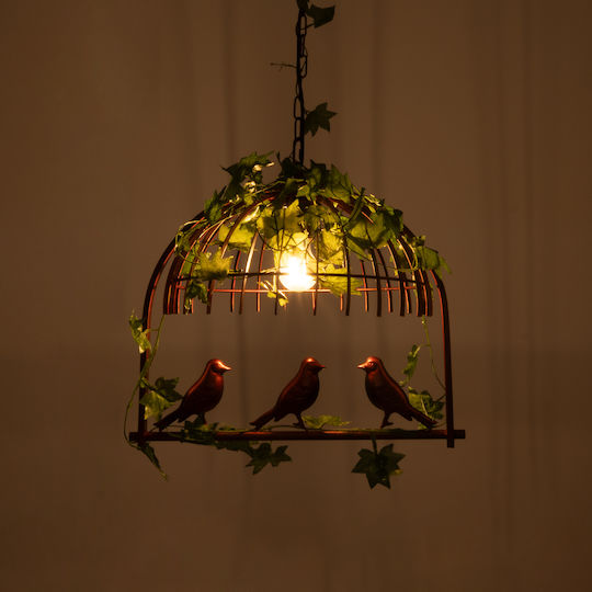 GloboStar Libellula Pendant Light Brown Grid with Socket E27 48.5x42x37.5cm
