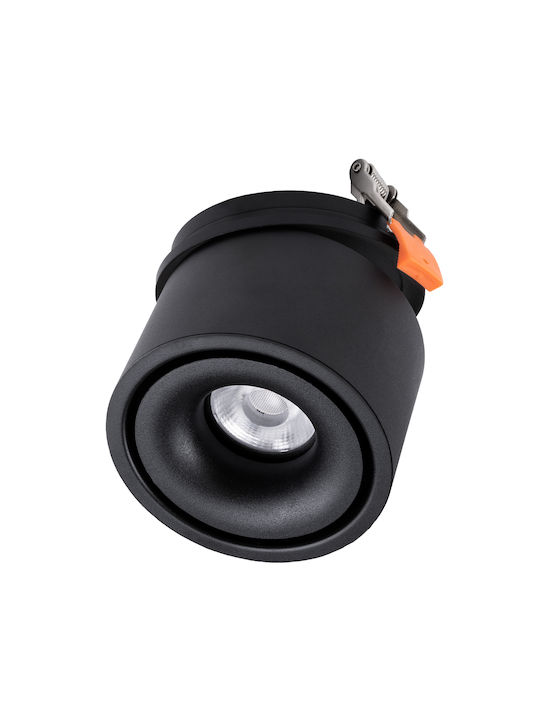 GloboStar Omega Round Metallic Recessed Spot with Integrated LED and Natural White Light Black 10x10cm. 1pcs