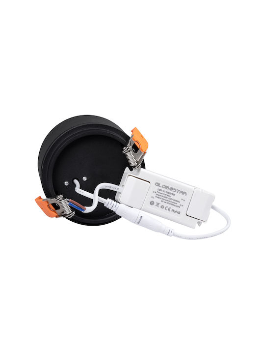 GloboStar Omega Round Metallic Recessed Spot with Integrated LED and Natural White Light Black 10x10cm. 1pcs