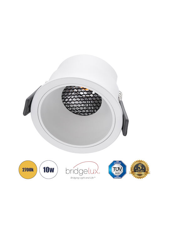 GloboStar Кръгла Металик Вграден Спот с Патрон Вграден LED Бял 8.4x8.4см. 1бр