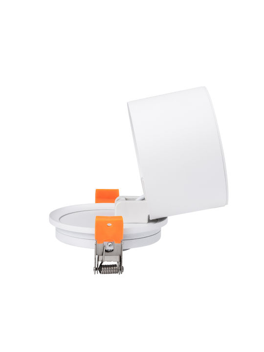 GloboStar Omega Rund Metallisch Einbau Spot mit integriertem LED und Natürliches Weißes Licht Weiß 10x10cm. 1Stück