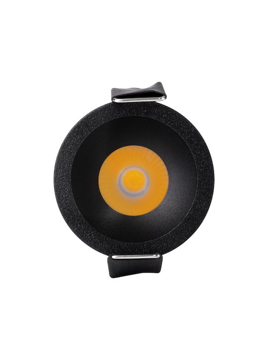 GloboStar Round Metallic Recessed Spot with Integrated LED and Natural White Light Black 4x4cm. 1pcs