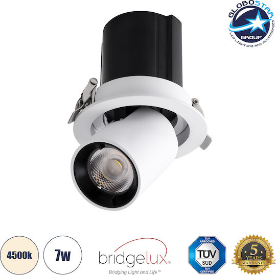 GloboStar Virgo-S Μονό LED Φυσικό Λευκό Σποτ σε Λευκό Χρώμα