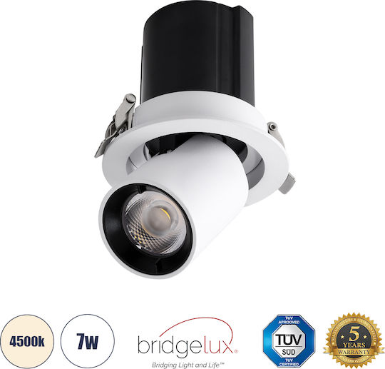 GloboStar Virgo-S Μονό LED Φυσικό Λευκό Σποτ σε Λευκό Χρώμα