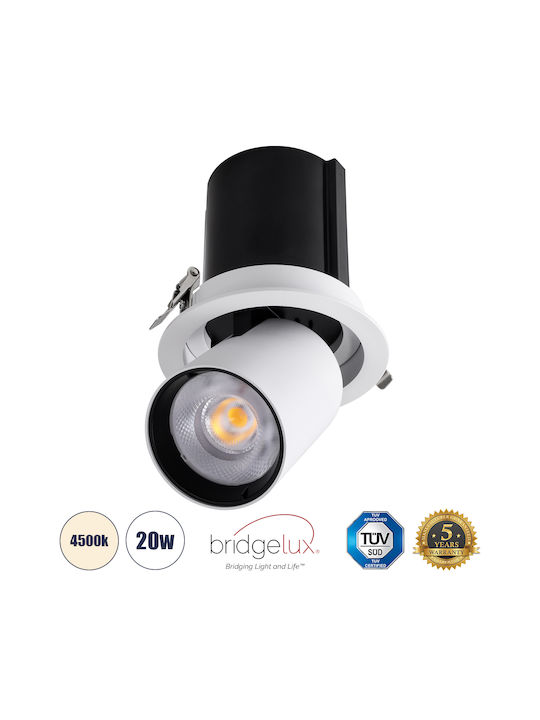 GloboStar Virgo-B Μονό LED Φυσικό Λευκό Σποτ σε Λευκό Χρώμα