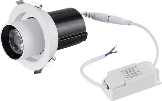 GloboStar Virgo-S Μονό LED Φυσικό Λευκό Σποτ σε Λευκό Χρώμα