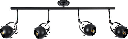 GloboStar Industrial Cannes Spot with 4 Lights and with Socket E27 in Black Color