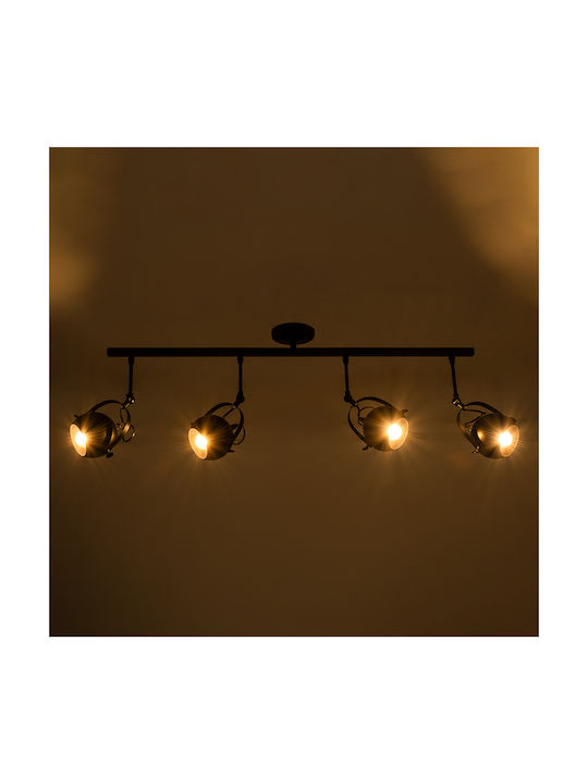 GloboStar Industrial Cannes Spot with 4 Lights and with Socket E27 in Black Color