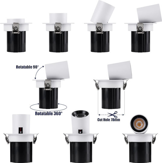 GloboStar Virgo-S Μονό LED Θερμό Λευκό Σποτ σε Λευκό Χρώμα