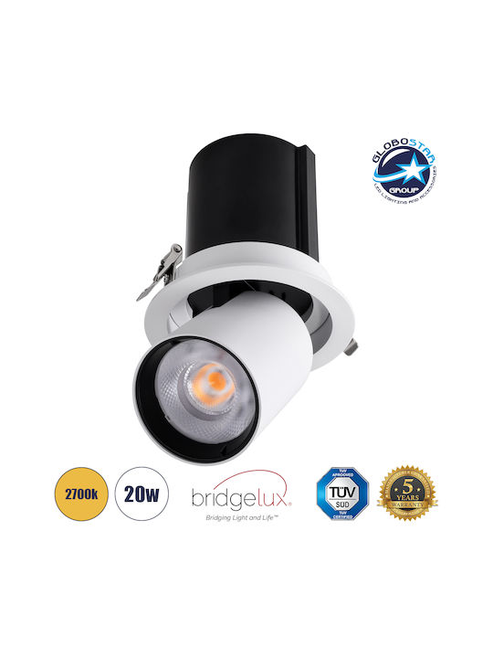 GloboStar Virgo-B Единично LED Топло бяло Спот в Бял Цвят