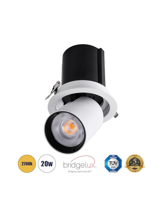 GloboStar Virgo-B Единично LED Топло бяло Спот в Бял Цвят