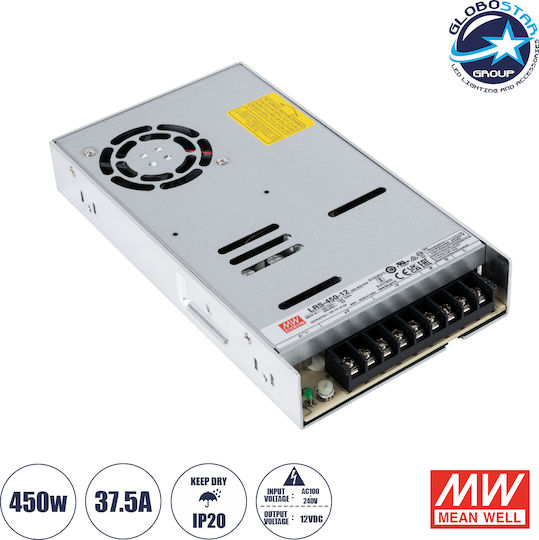 GloboStar Reglabil Dimmable Sursă de alimentare LED IP20 Putere 450W cu Tensiune de Ieșire 12V