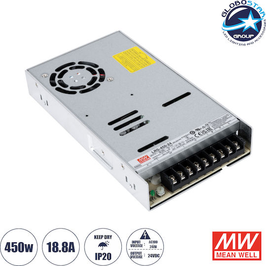 GloboStar Adjustable LED Power Supply IP20 Power 450W with Output Voltage 24V