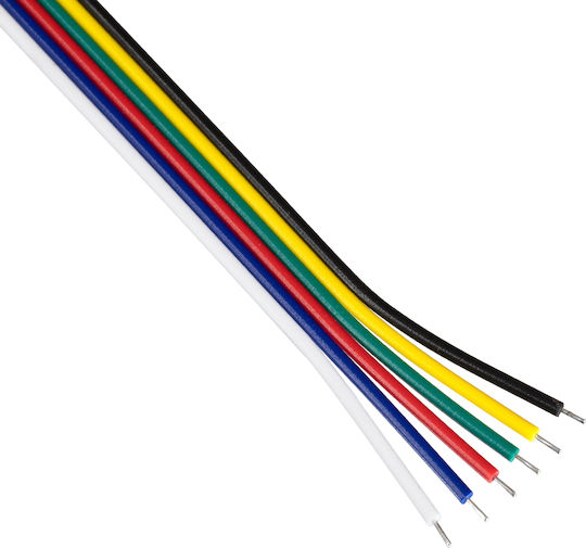 GloboStar Conector pentru benzi LED Cablu de conexiune RGB+CCT cu cablu de 15 cm și 6 pini 70744