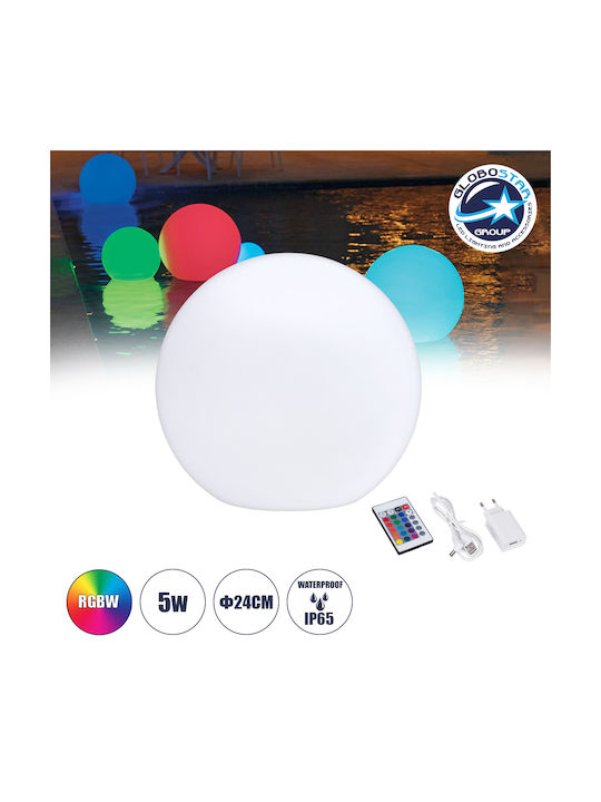 GloboStar Φωτιστικό Γλόμπος LED Εξωτερικού Χώρου 5W RGBW IP67 Λευκό