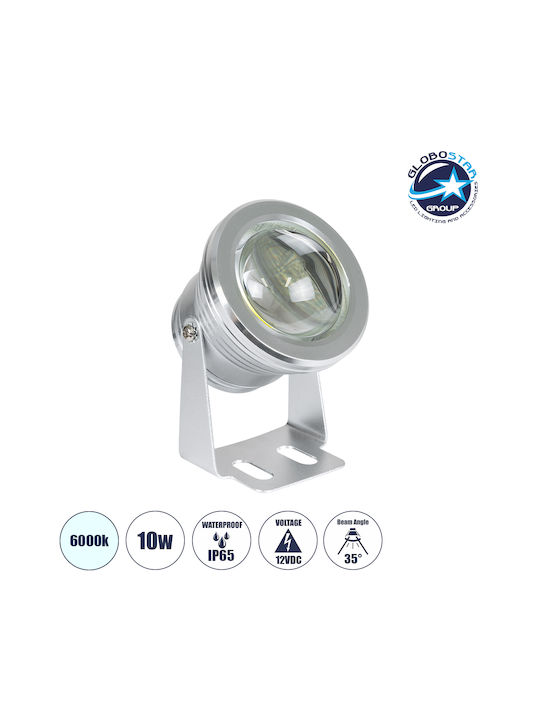 GloboStar Φωτιστικό Προβολάκι LED Εξωτερικού Χώρου 10W με Ψυχρό Λευκό Φως IP67 Γκρι