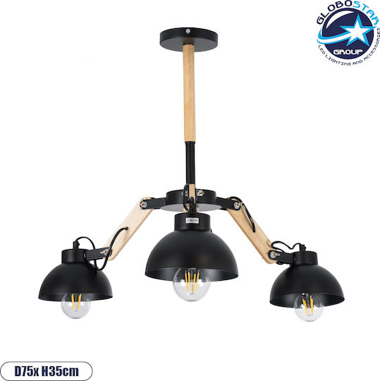 GloboStar Oldschool Deckenleuchte 75cm Schwarz mit Fassung E27