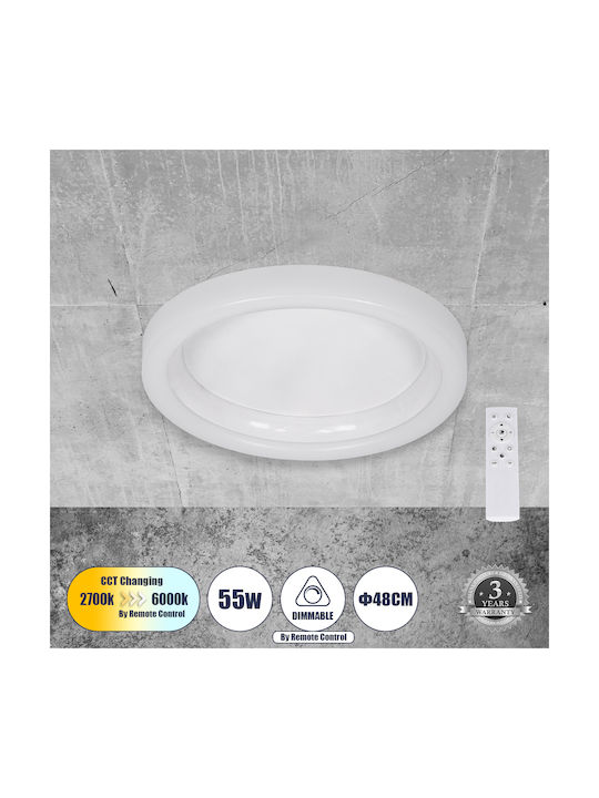 GloboStar Ariana Ceiling Mount Light 48cm White with Integrated LED and Remote Control