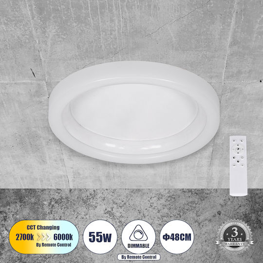 GloboStar Ariana Ceiling Mount Light 48cm White with Integrated LED and Remote Control
