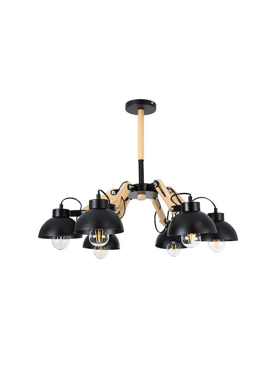 GloboStar Oldschool Pendant Light Black Bell for 6 Bulbs E27 75x75x40cm