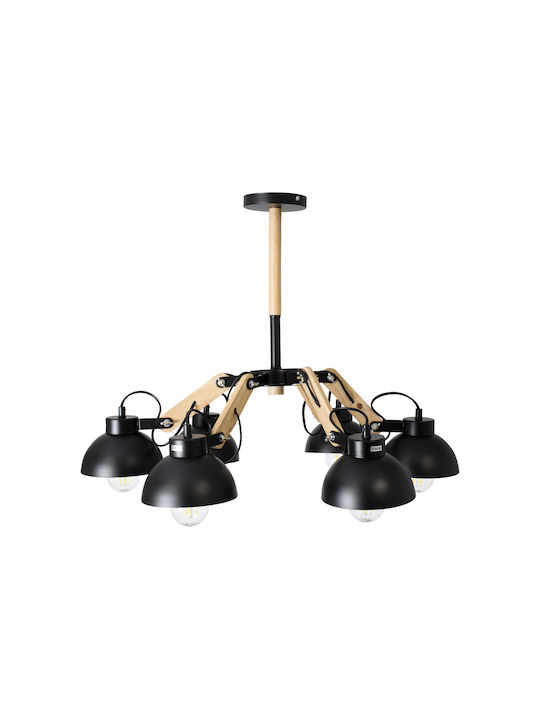 GloboStar Oldschool Pendant Light Black Bell for 6 Bulbs E27 75x75x40cm