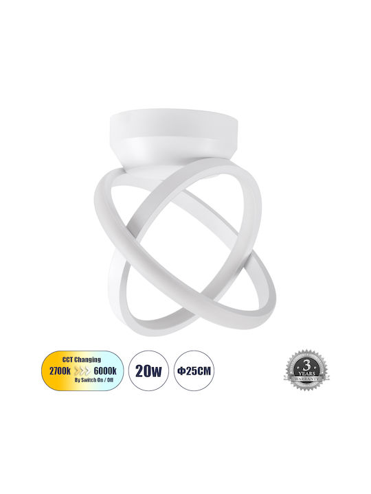 GloboStar Amelia Ceiling Mount Light 16cm White with Integrated LED and Remote Control