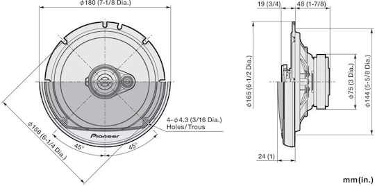 Pioneer Set Boxe Auto TSA1671F cu 70W RMS (3 căi)