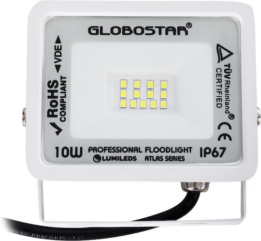 GloboStar Atlas Waterproof LED Floodlight 10W Cold White 6000K IP67