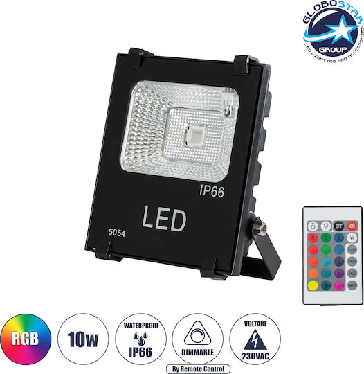 GloboStar Αδιάβροχος LED Προβολέας 10W RGB με Τηλεχειριστήριο IP66